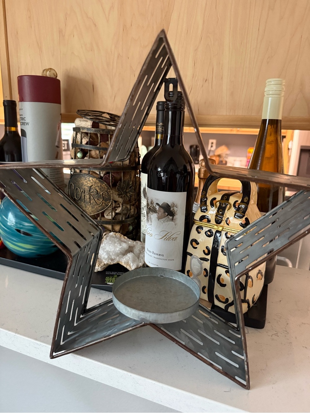 XL Decorative Metal Star Candle Holder - Rusted Gray